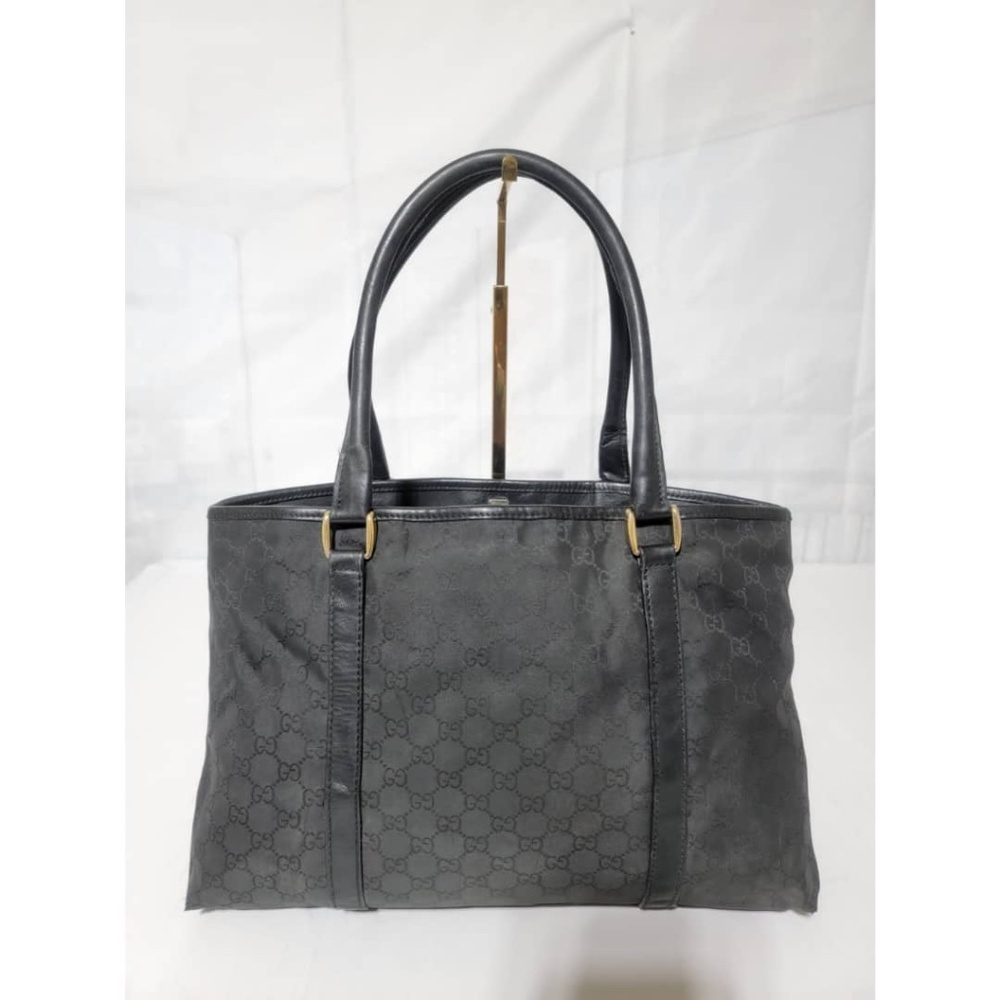 Authentic Gucci GG Nylon Canvas Tote Bag Black - Picture 9 of 14